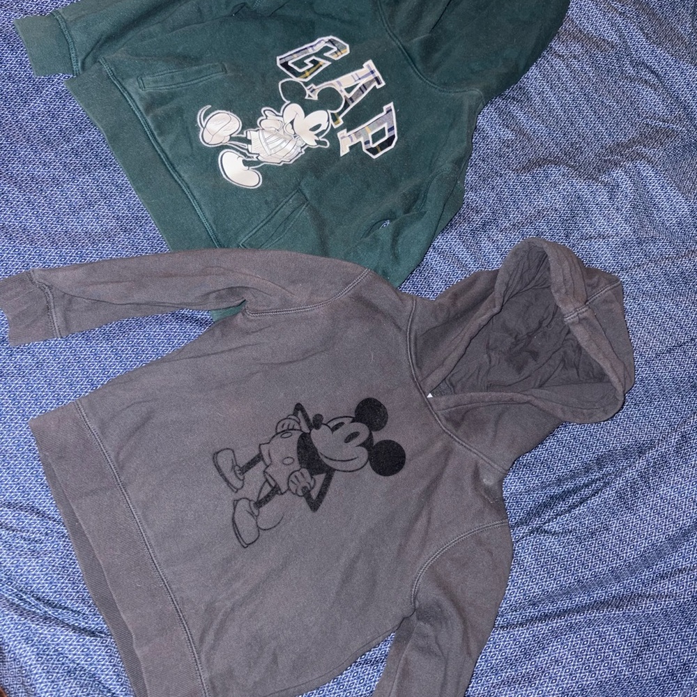 GAP Green and Gray Mickey Mouse Hoodies Set
